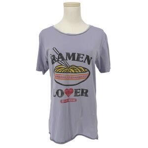 Ramen Lover Graphic T-Shirt by Recycled Karma Women's S Purple Noodle Bowl Y2K